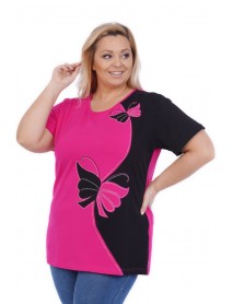 WOMANARY BAVLNENÁ TUNIKA/BLÚZKA - PINK - motýľ -